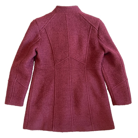 BNWOT Bouclé Standing Collar Coat in Burgundy Size XS Petite - Picture 4 of 13